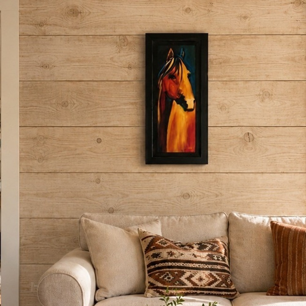 Diane Whitehead Big Sky Carvers Horse Portrait Black‎ Shadow Box Frame Wall Art